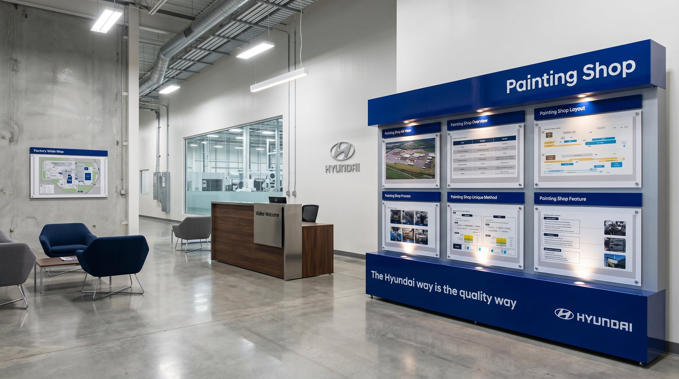 Painel Painting Shop instalado na Hyundai — sala de gestão